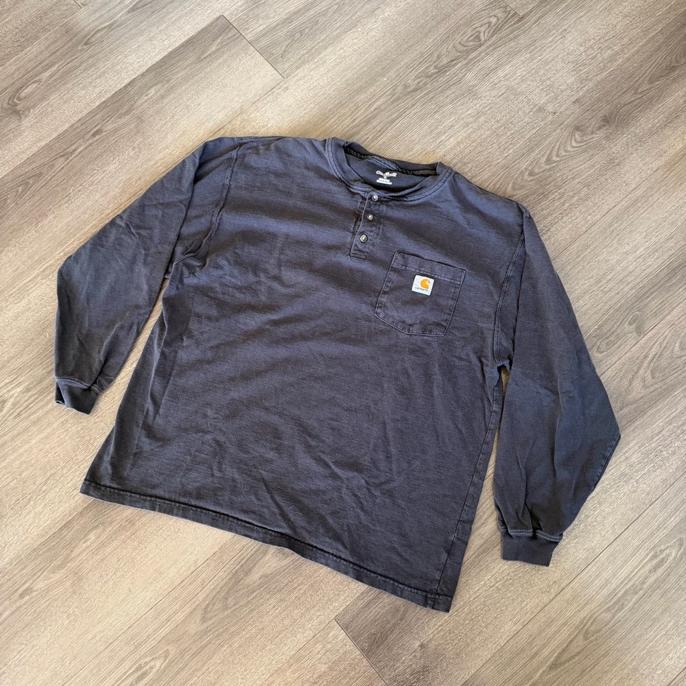 VINTAGE Carhartt Henley Long Sleeve SzL